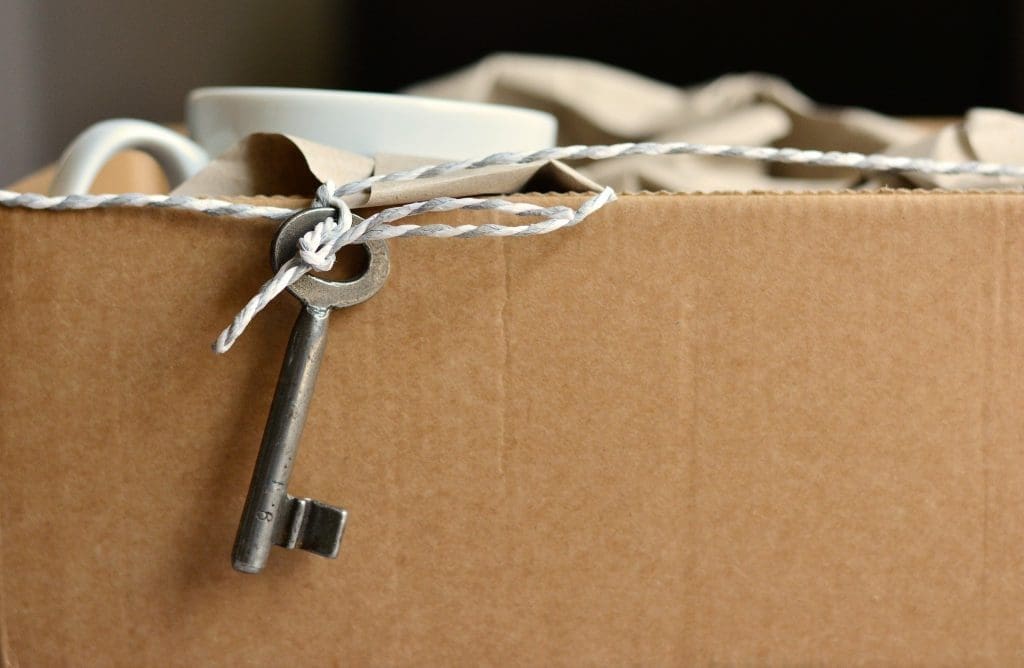 cardboard box with a key