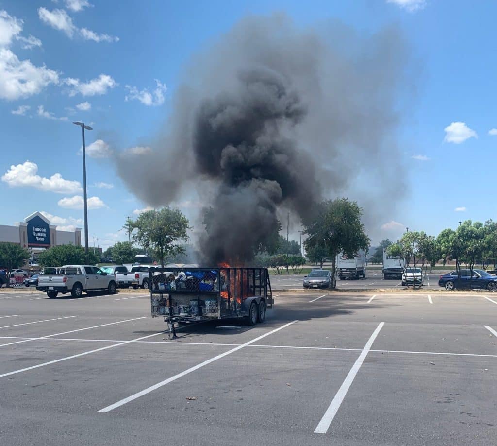trailer on fire