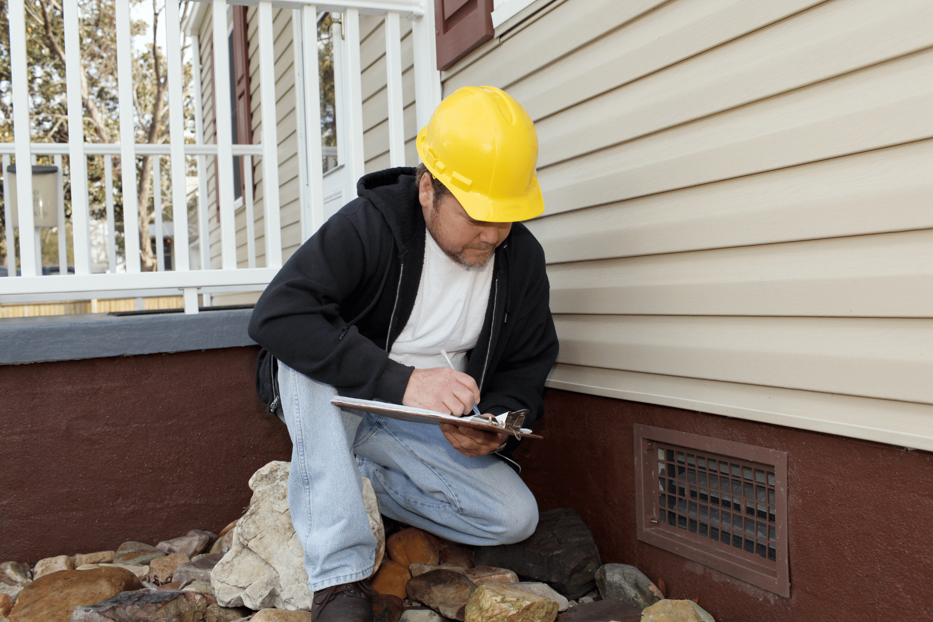 man performing property walkthrough